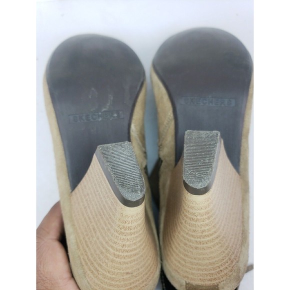 Skechers Leather Zip Cuffed Heeled Ankle Booties Tan 47480 Size 6.5 taupe - Picture 13 of 16